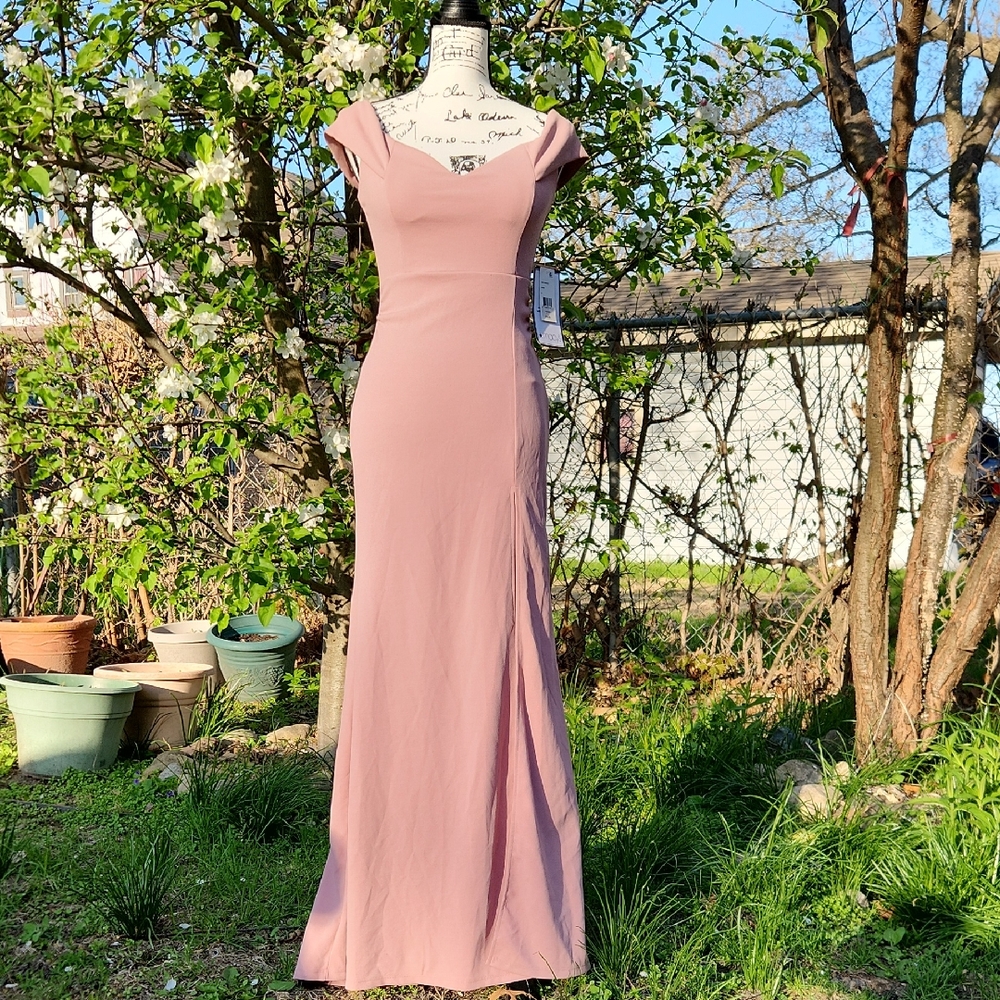 Emerald Sundae, Soft Pink, Off-shoulder Cap Sleeve, Sweetheart Neck Pink Dress